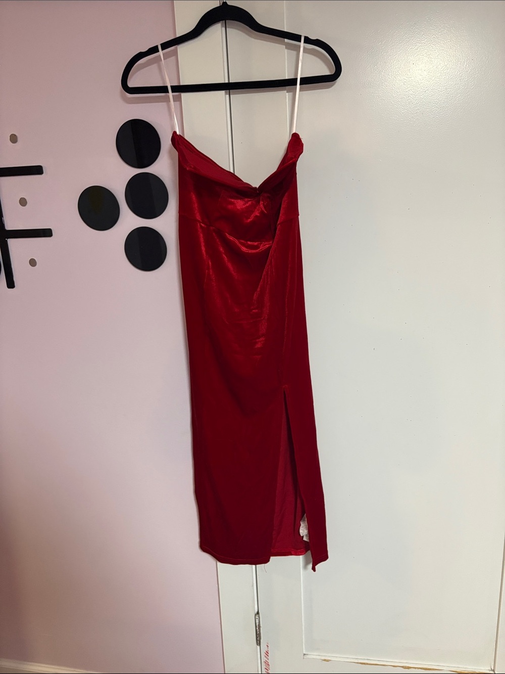 Red Velvet Strapless Evening Dress - Picture 3 of 3